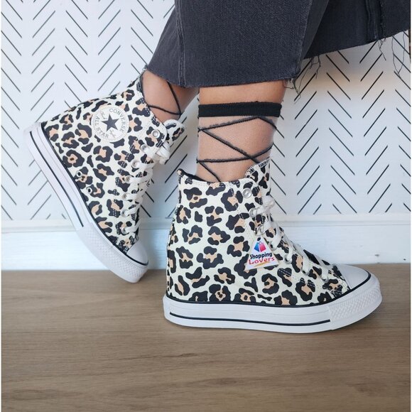 ⭐Converse Chuck Taylor Wedge Platform Leopard Sz 7.5 Women Shoes Sneaker A14938C - Picture 2 of 10